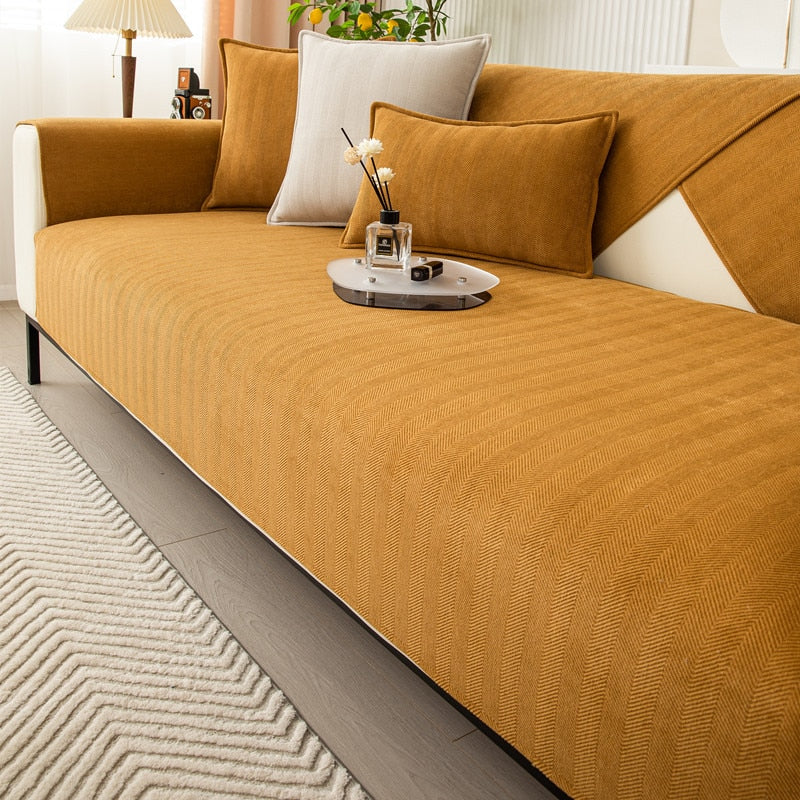 Luxuriöser Chenille Herringbone Sofaüberwurf